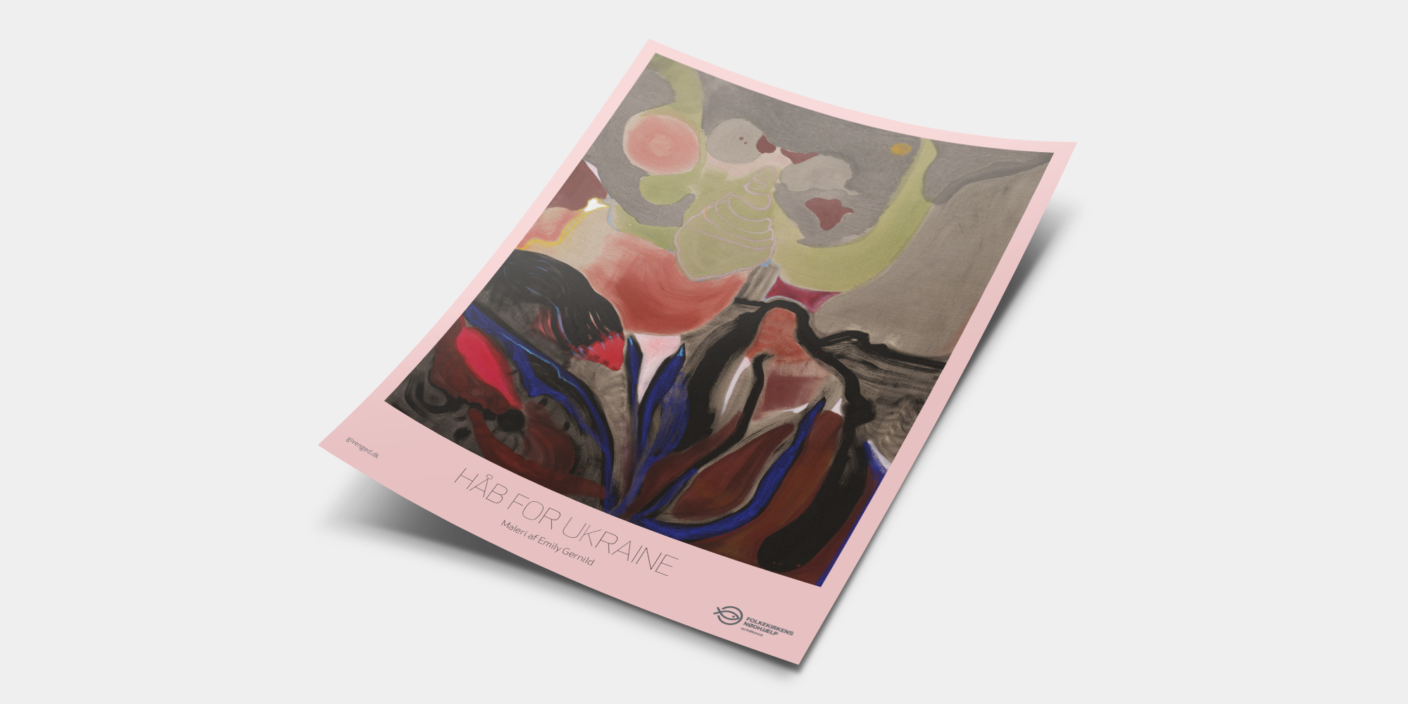 Kunstplakat: H&aring;b for Ukraine med motiv af Emily Gernild. Giv vinterhj&aelig;lp til Ukraine og f&aring; en kunstplakat.